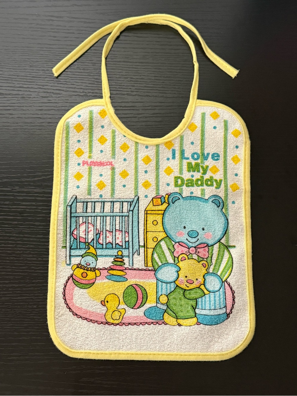 NEW! Vintage 1980’s Playskool “I Love My Daddy” Baby Bib with Plastic Backing